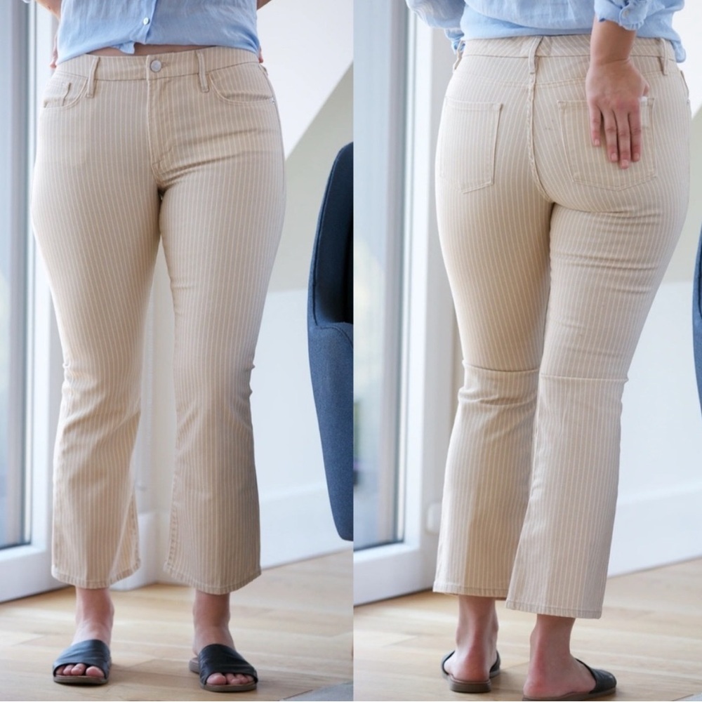 Frame Denim Le Crop Mini Boot Sand Stripe Crop Pant